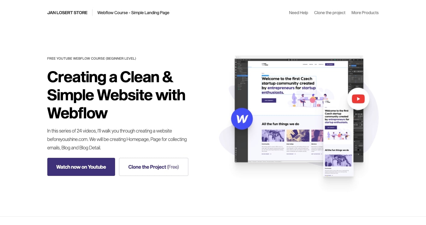 Creating a Clean & Simple Website with Webflow course