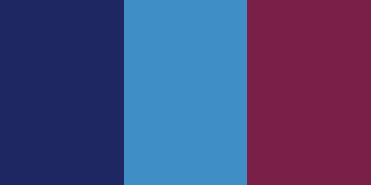 An image of midnight blue, royal blue, and burgundy red color combination.