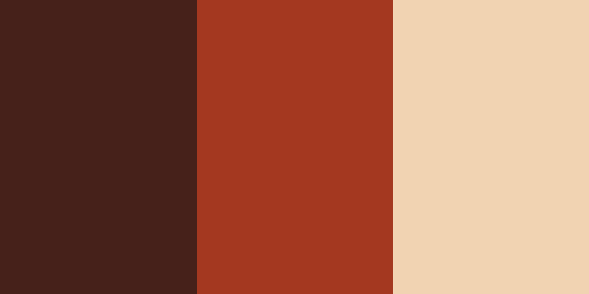An image of dark chestnut brown, burnt sienna, and soft cream color combination.
