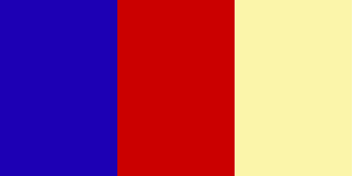 An image of dark navy blue, bright scarlet red, and light lemon yellow color combination.