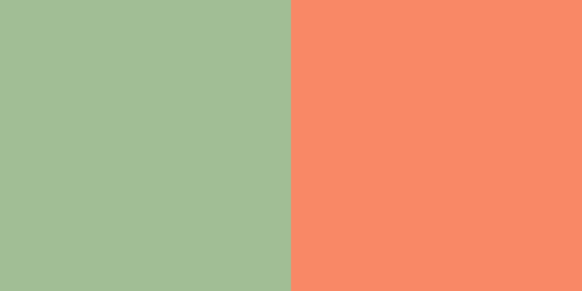 An image of pastel olive green and salmon pink color combination.