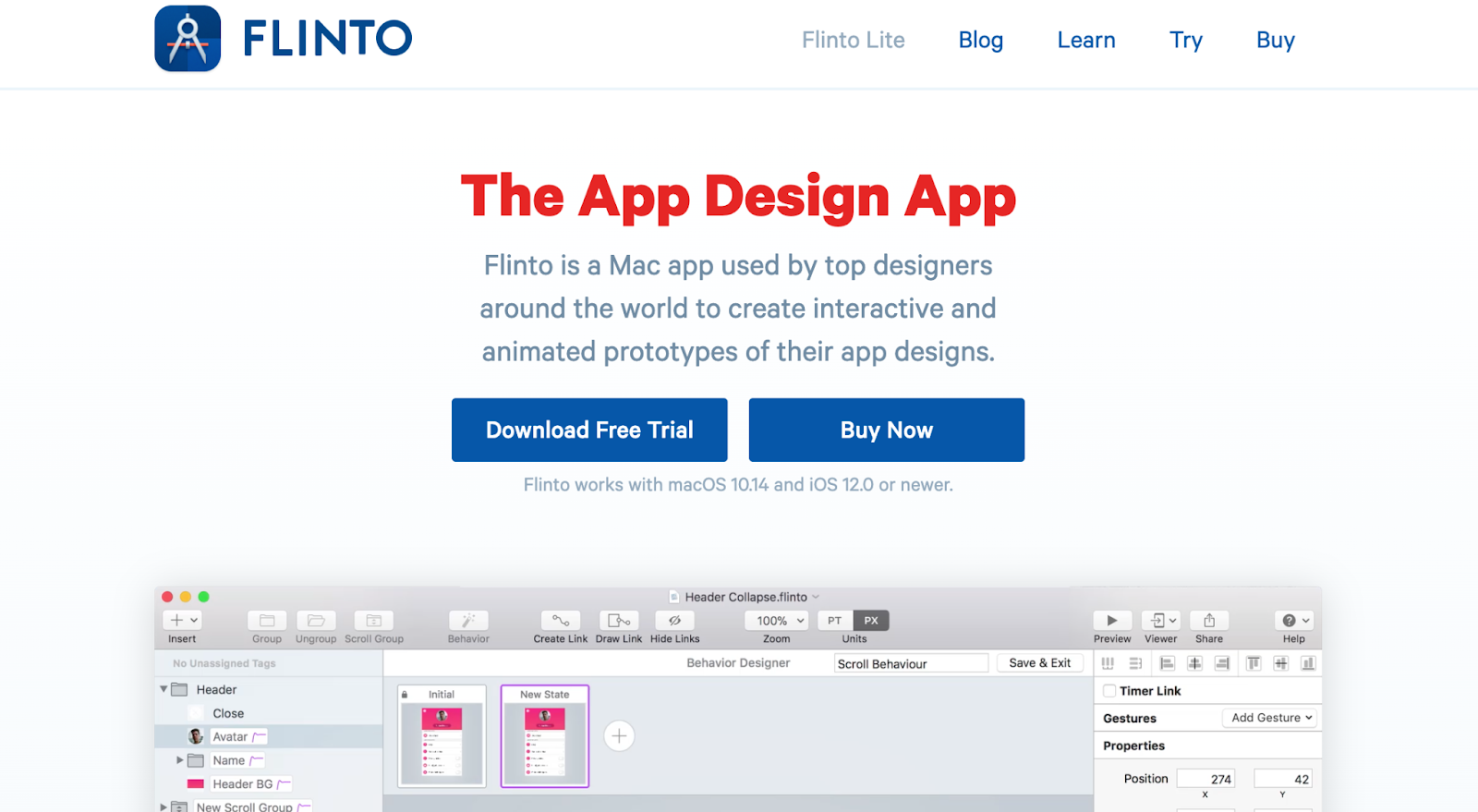 Flinto prototyping