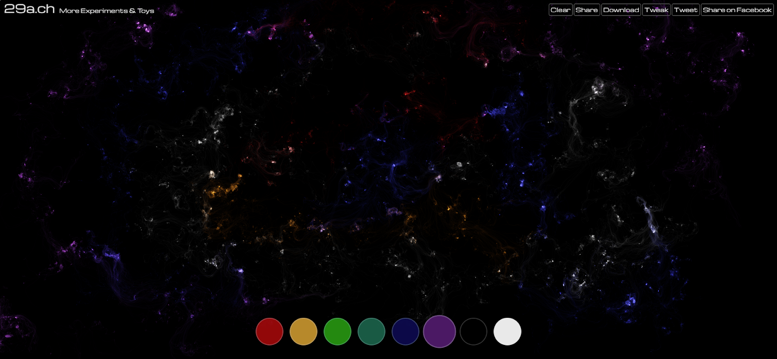 Computer-generated representation of the cosmos highlighted with subtle hues of purple, yellow, red, and white.