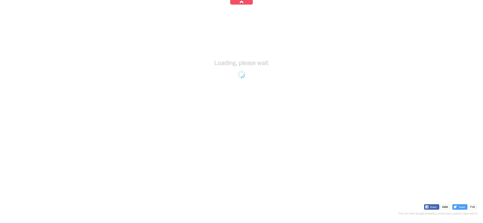 White loading screen displays gray text 'Loading, please wait' and a small, circular blue loading graphic.