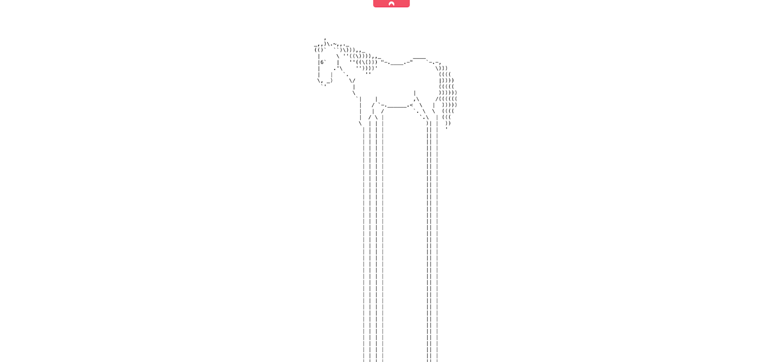 A white screen displays a rudimentary key-stroke illustration of a horse with endless legs.