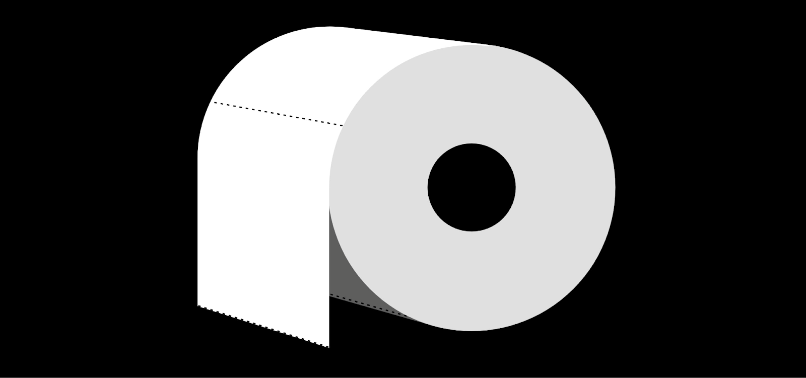 Paper Toilet website displays a large, white toilet paper roll on a black background.