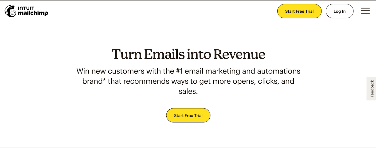 Mailchimp landing page