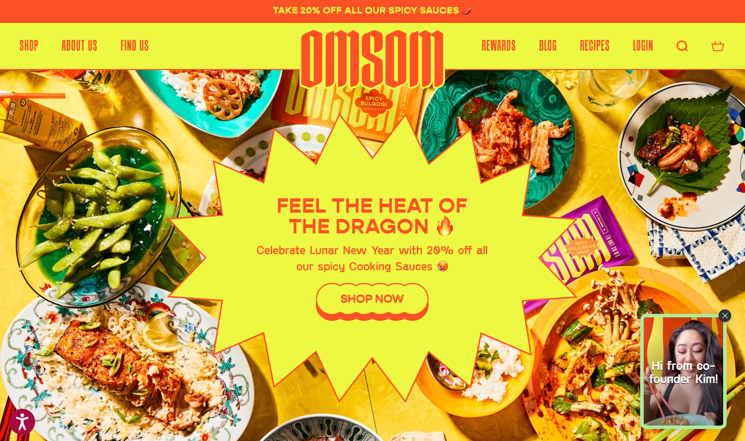 An ecommerce page from the brand Omsom's website