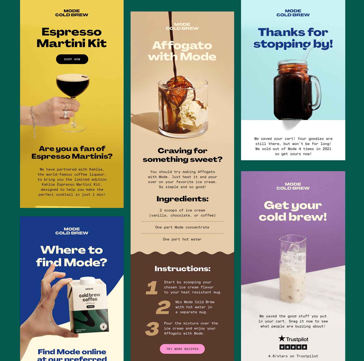 MODE Cold Brew’s email marketing campaign designed by Anna Mabagos.