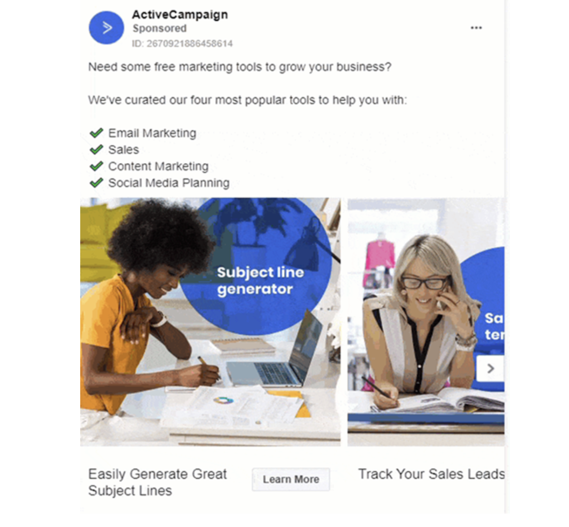 ActiveCampaign facebook ad