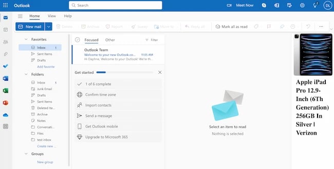  Free email services, Outlook inbox