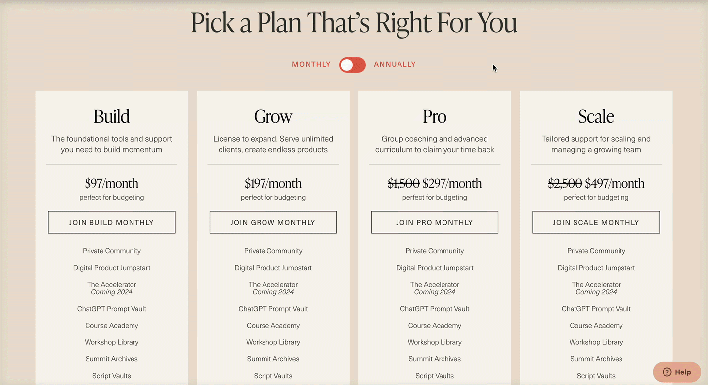 the Co-op membership offers various pricing tiers with MemberSpace