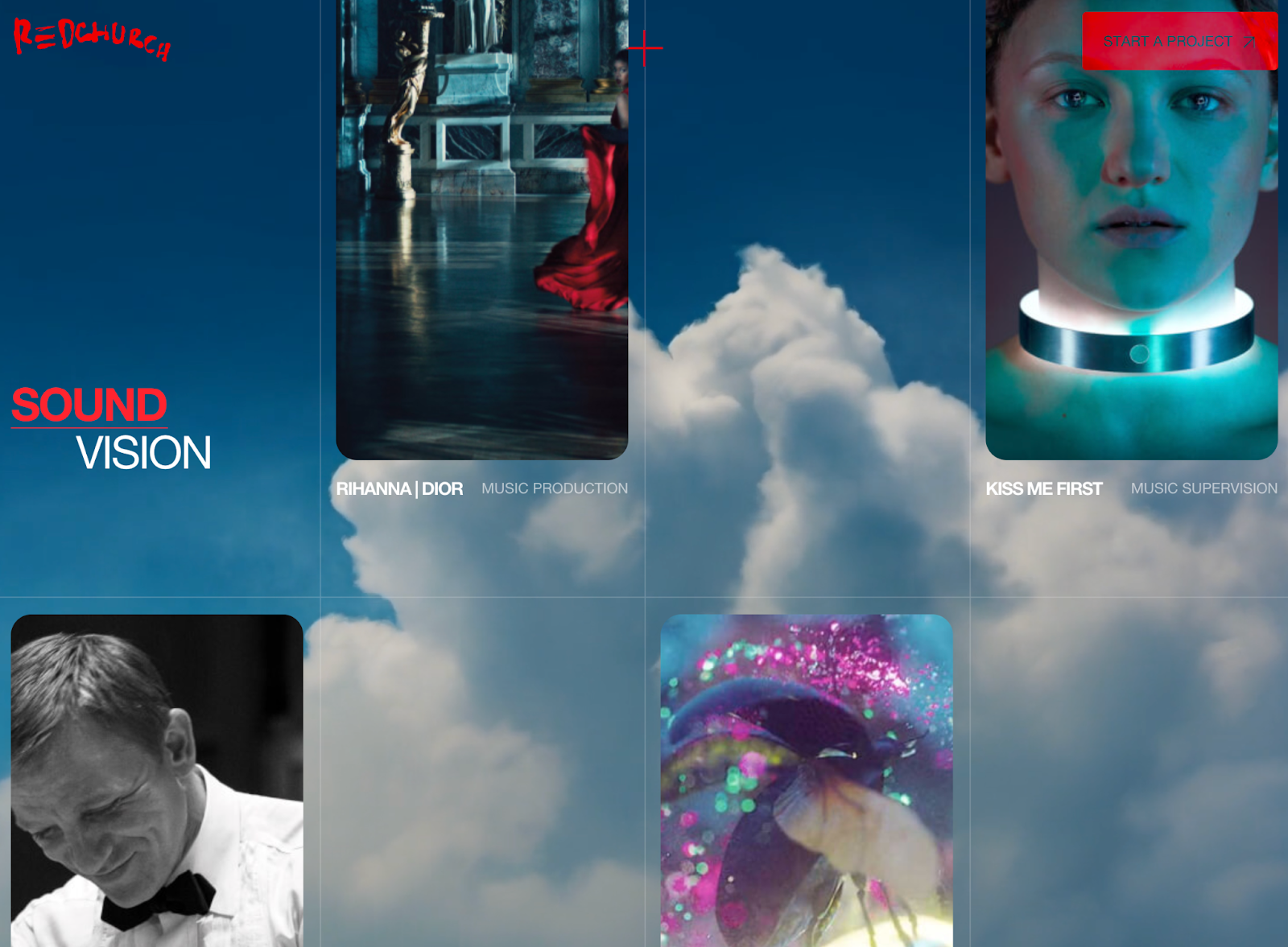 Redchurch homepage section featuring past work