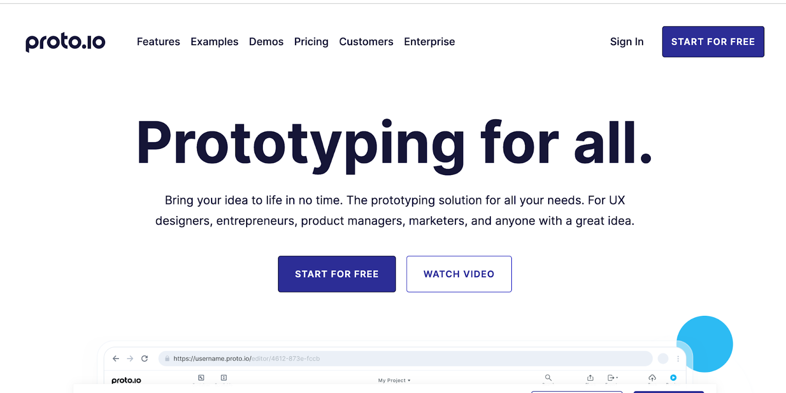 Proto.io homepage