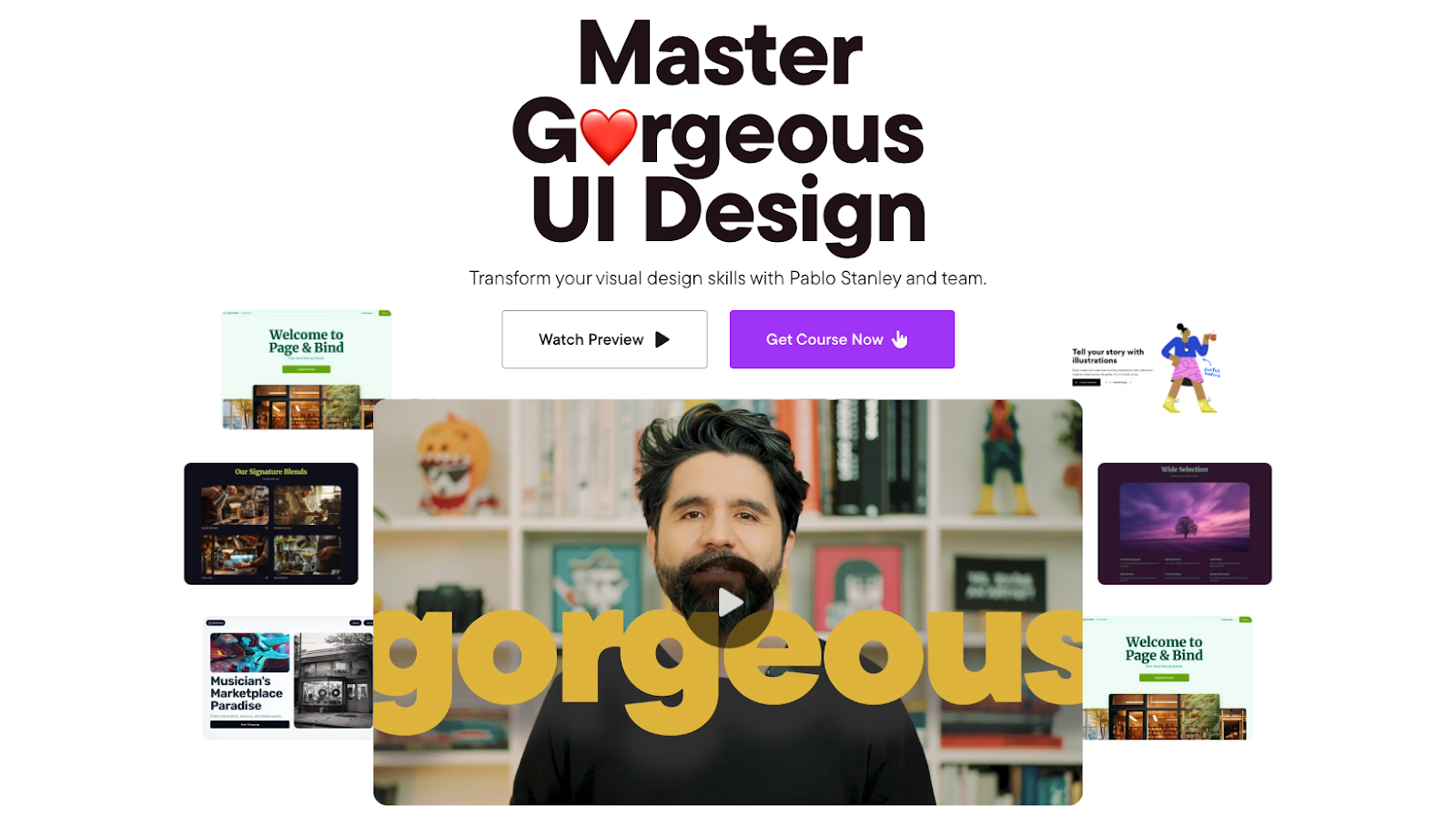 Screenshot of Pablo Stanley's Master Gorgeous UI Design course landing page.