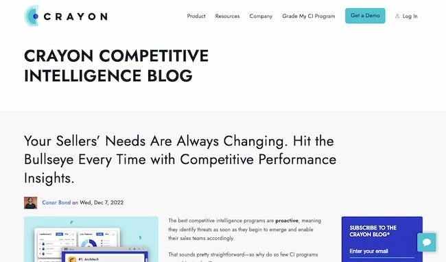 Blog design examples: Crayon