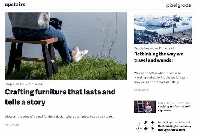 Blog design examples: Pixelgrade