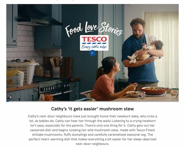 Blog design examples: Tesco Food Love Stories