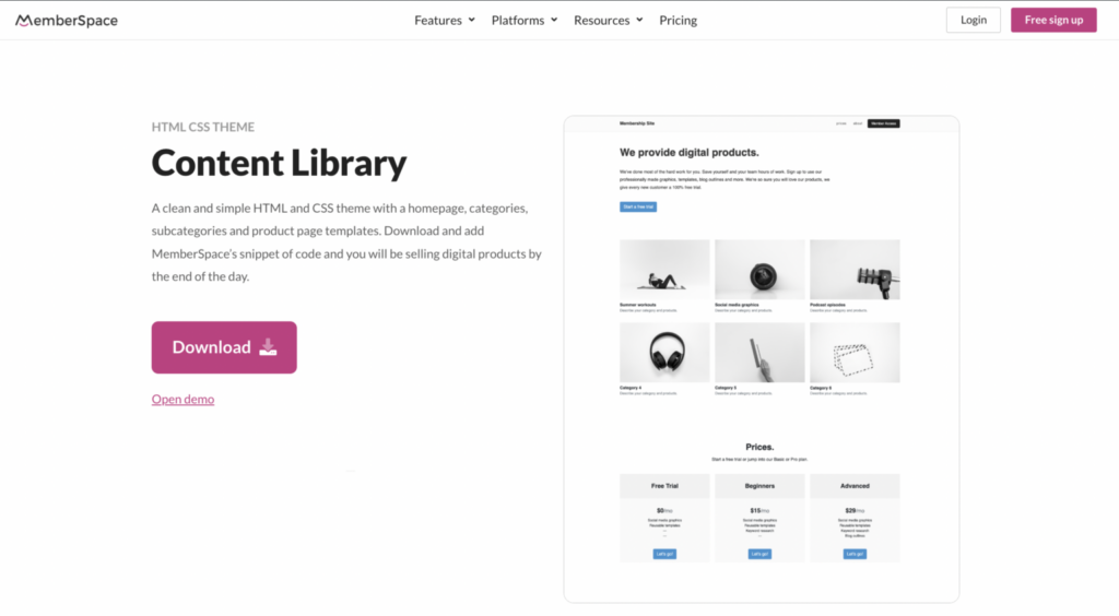 Content library template