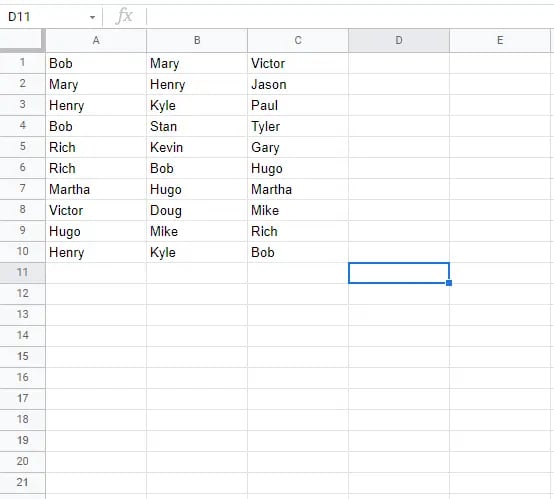 how to highlight duplicate data in google sheets: data with multiple rows