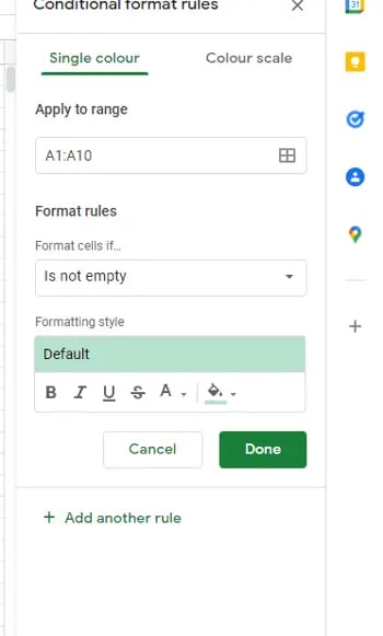 how to highlight duplicate data in google sheets: open conditional formatting options