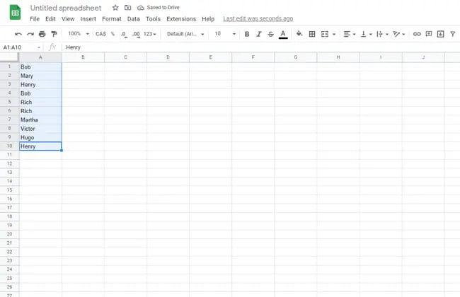 how to highlight duplicate data in google sheets:  select data