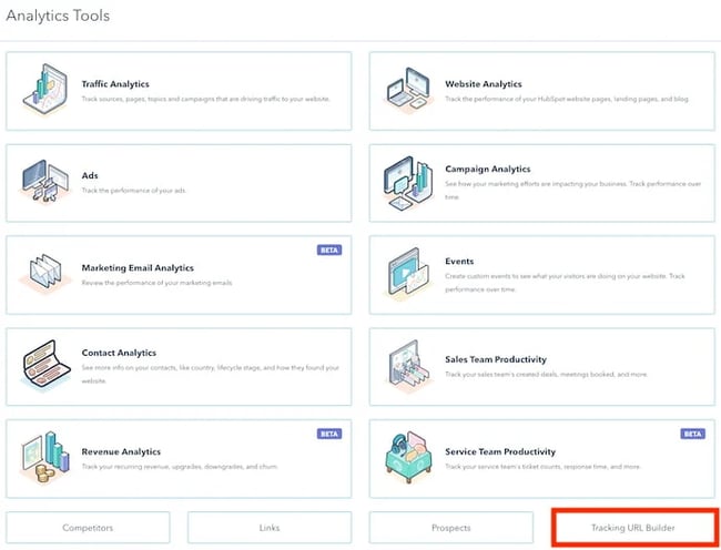 How to Build UTM Codes in HubSpot: open the tracking url builder