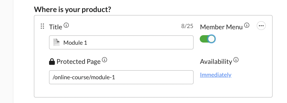 online course member menu