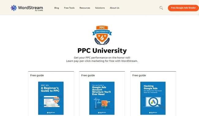 Image of Wordstream’s PPC University program