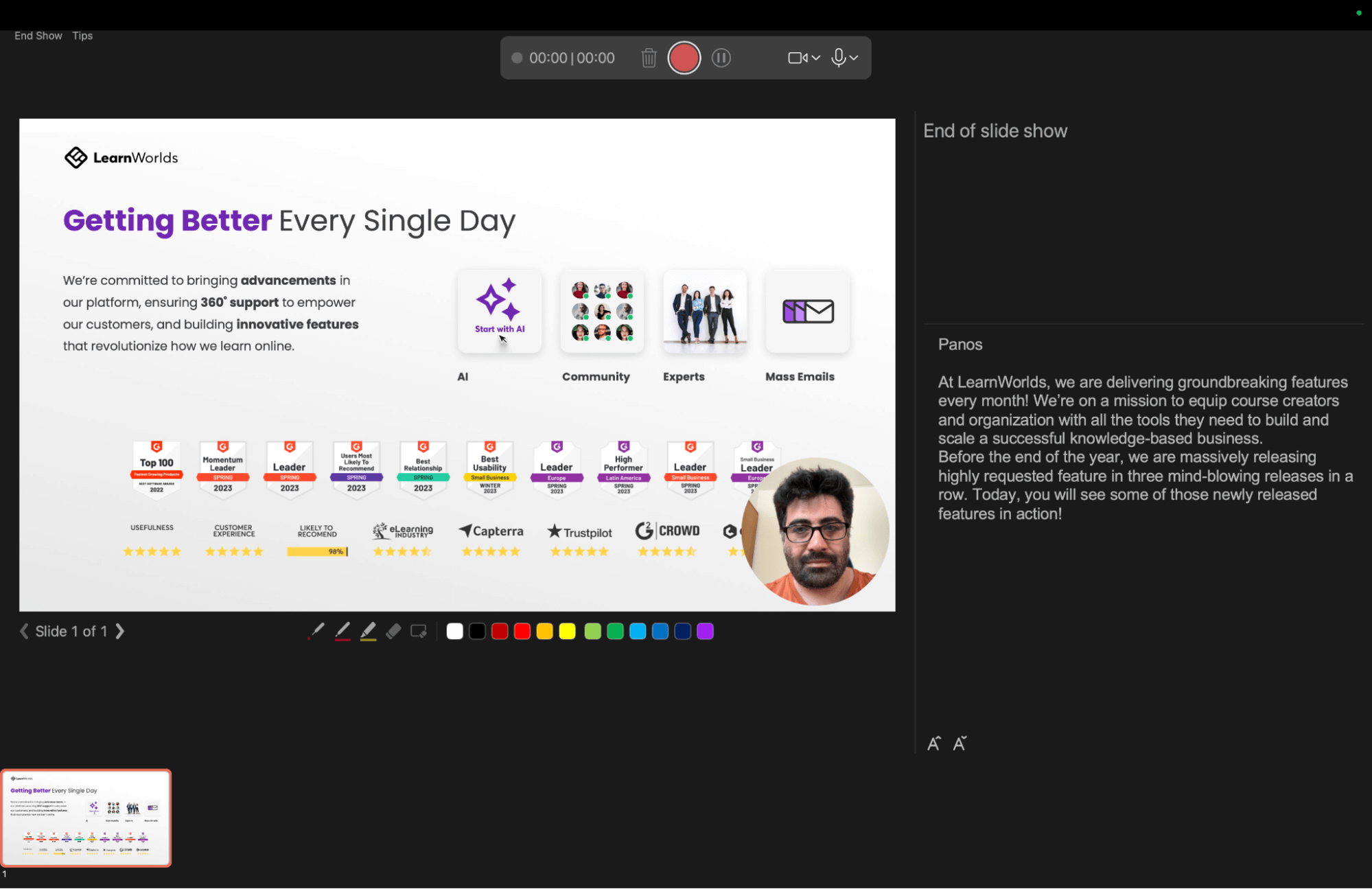 Slideshow presentation recording on Mac, how the presentation seems when presenting.