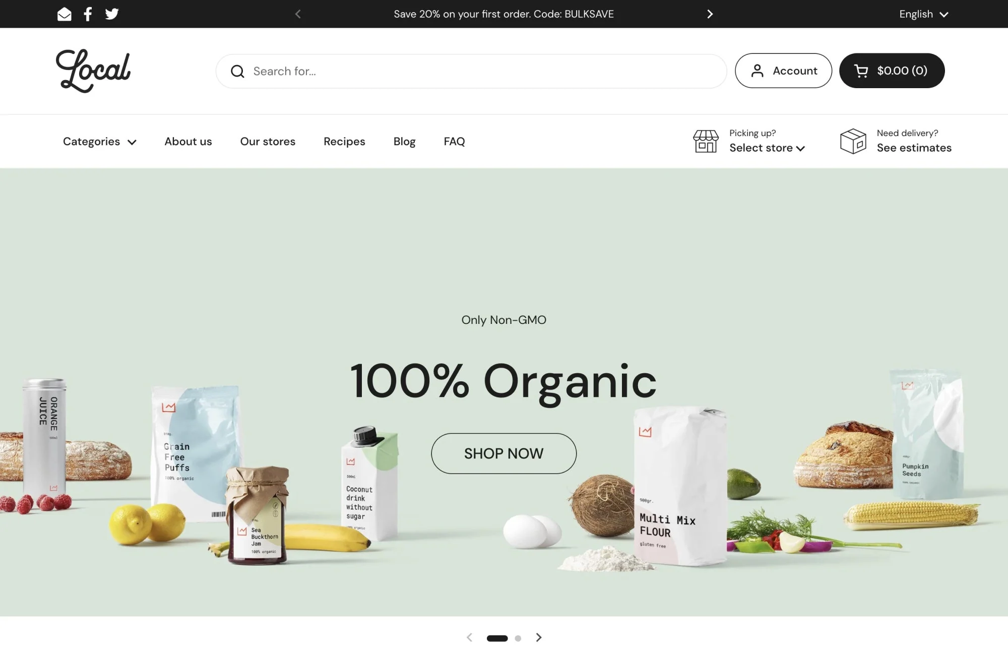 Example of an ecommerce store theme