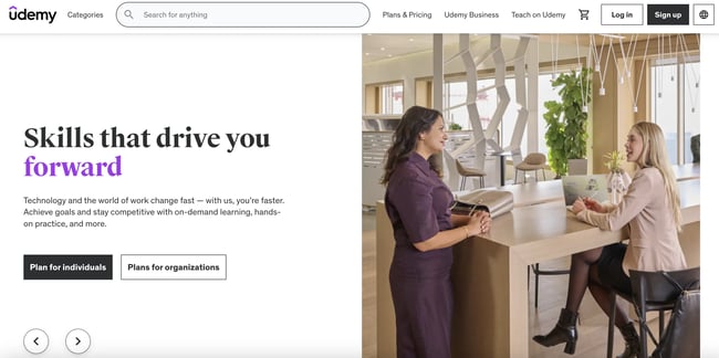 Image of Udemy homepage