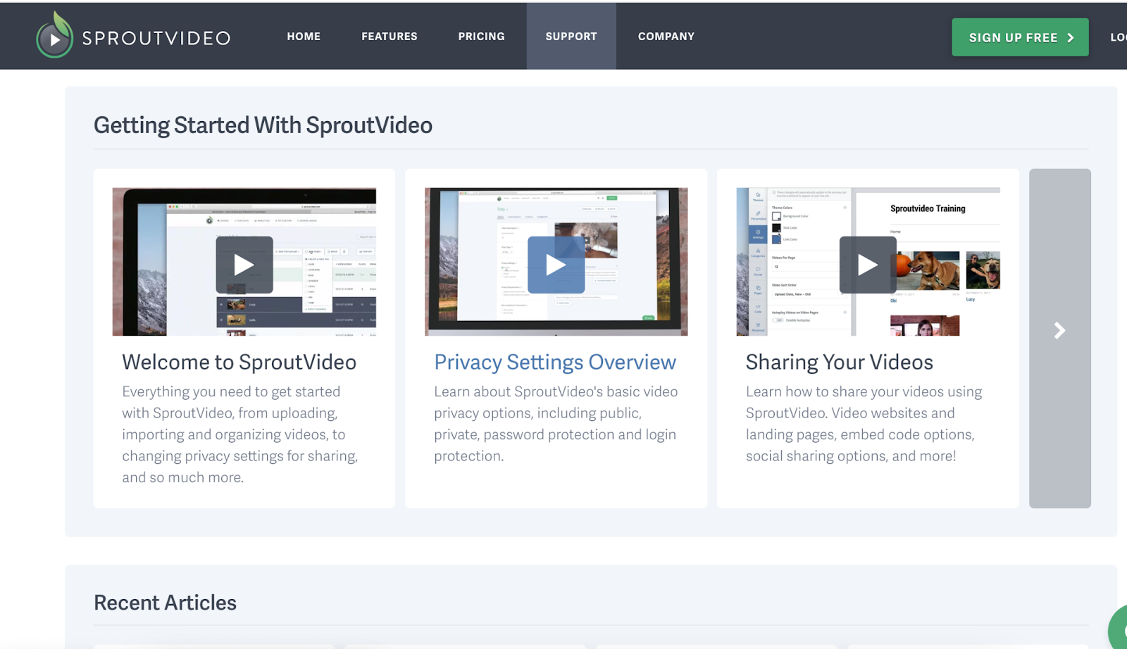 SproutVideo landing page