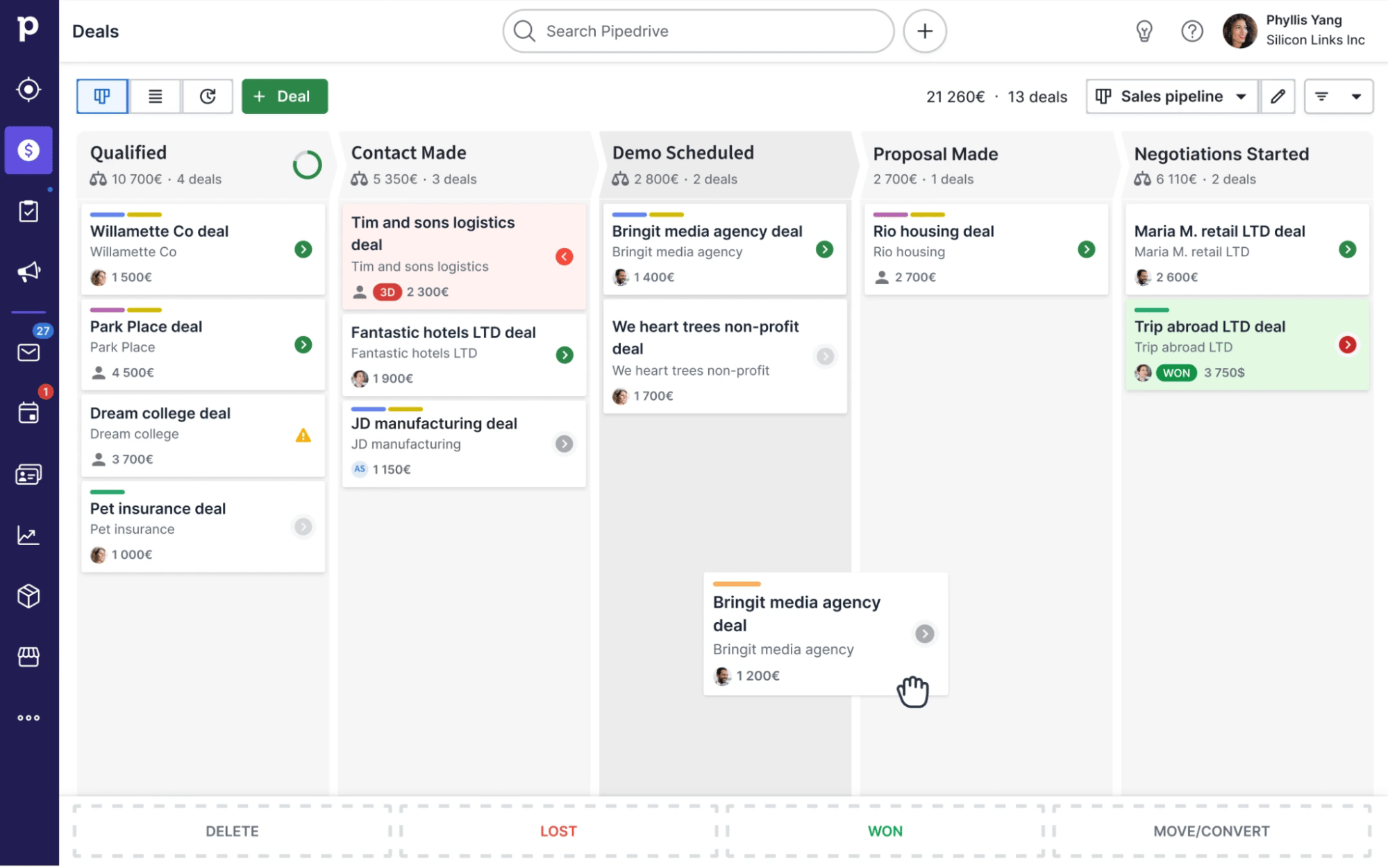 Flexible work schedules Pipedrive timelines and tasks