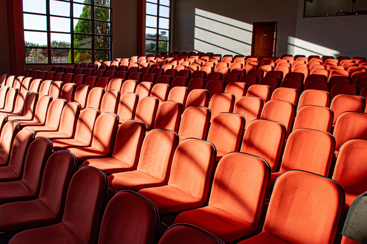 Rows of seating in a campus auditorium