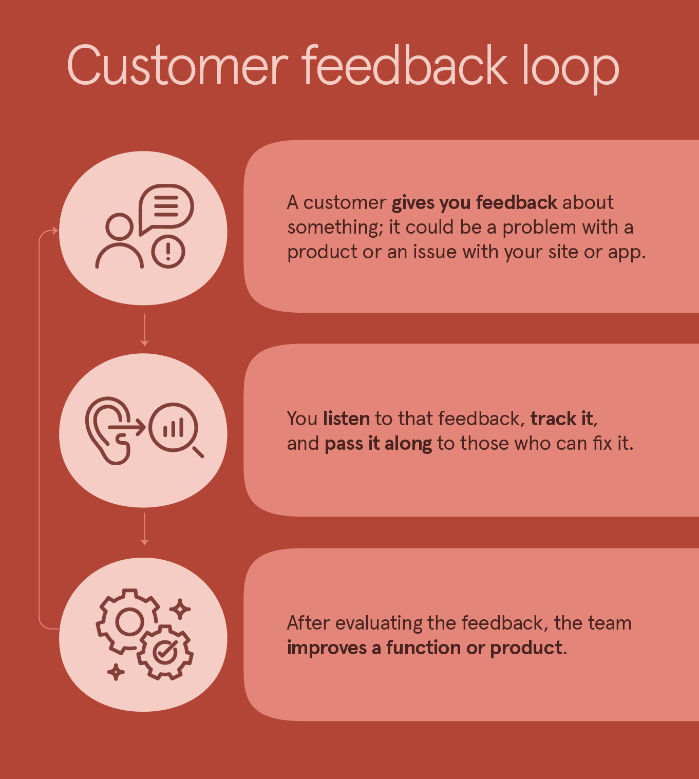 An illustration explaining how the customer feedback loop works.