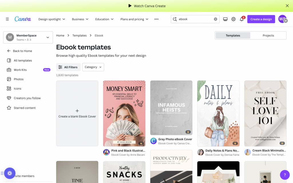 eBook Canva templates