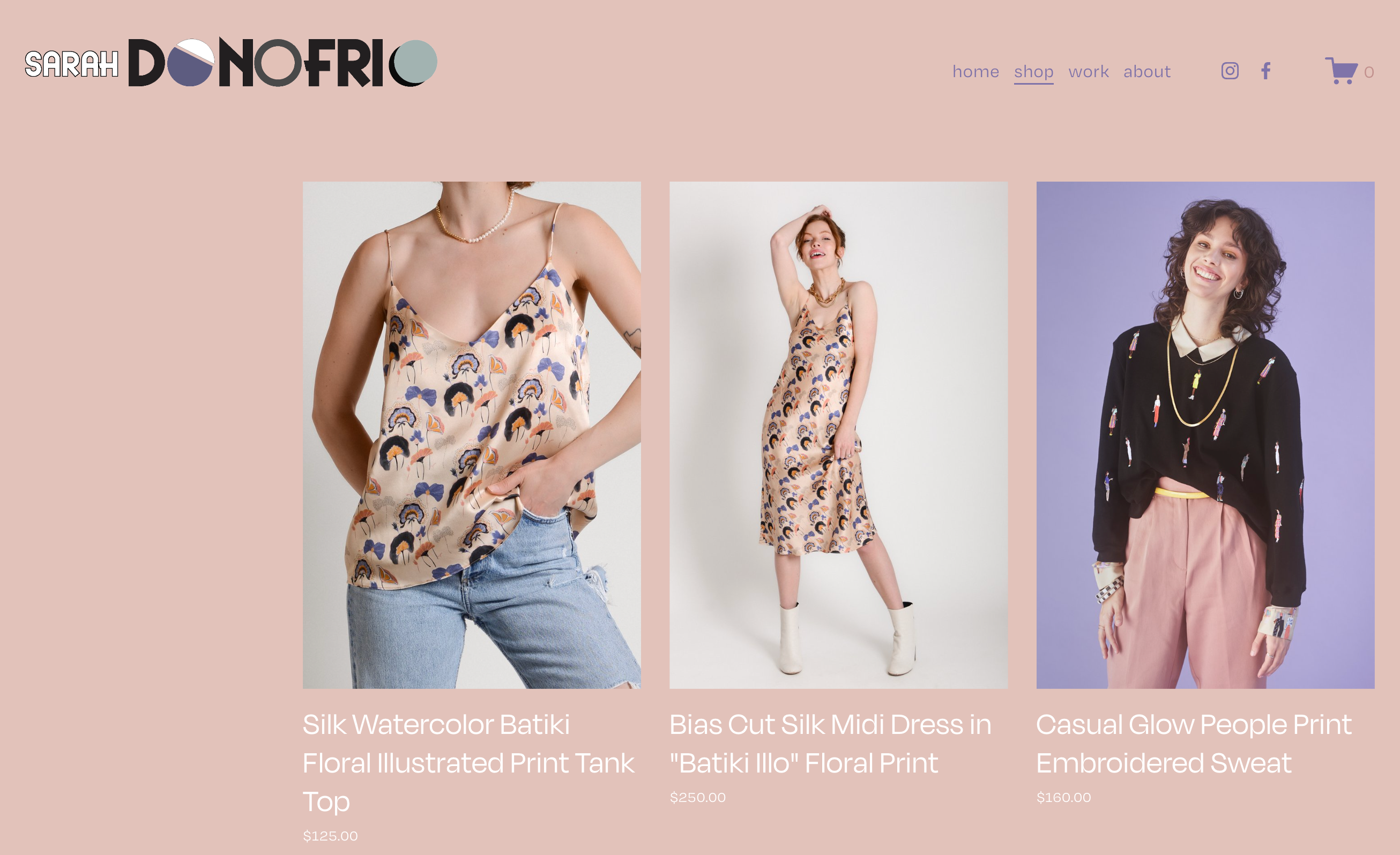 A webpage on a fashion merchant's ecommerce site