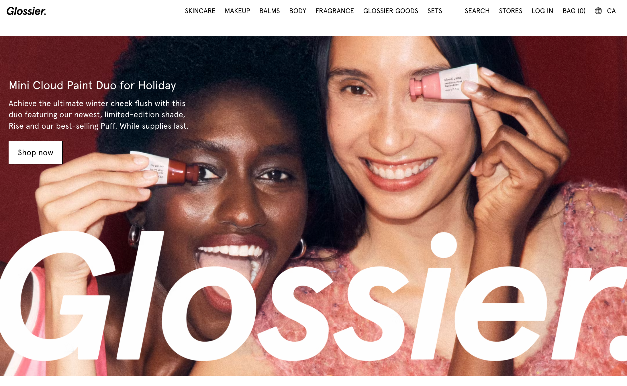 A page on Glossier's ecommerce website