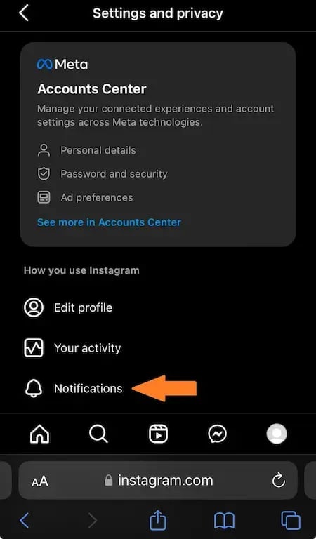 instagram notifications