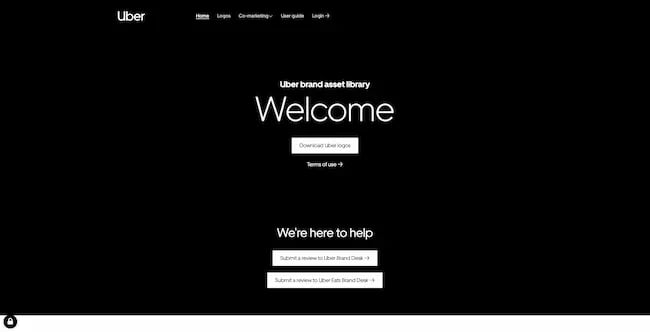 Uber’s media kit is presented as a separate website.