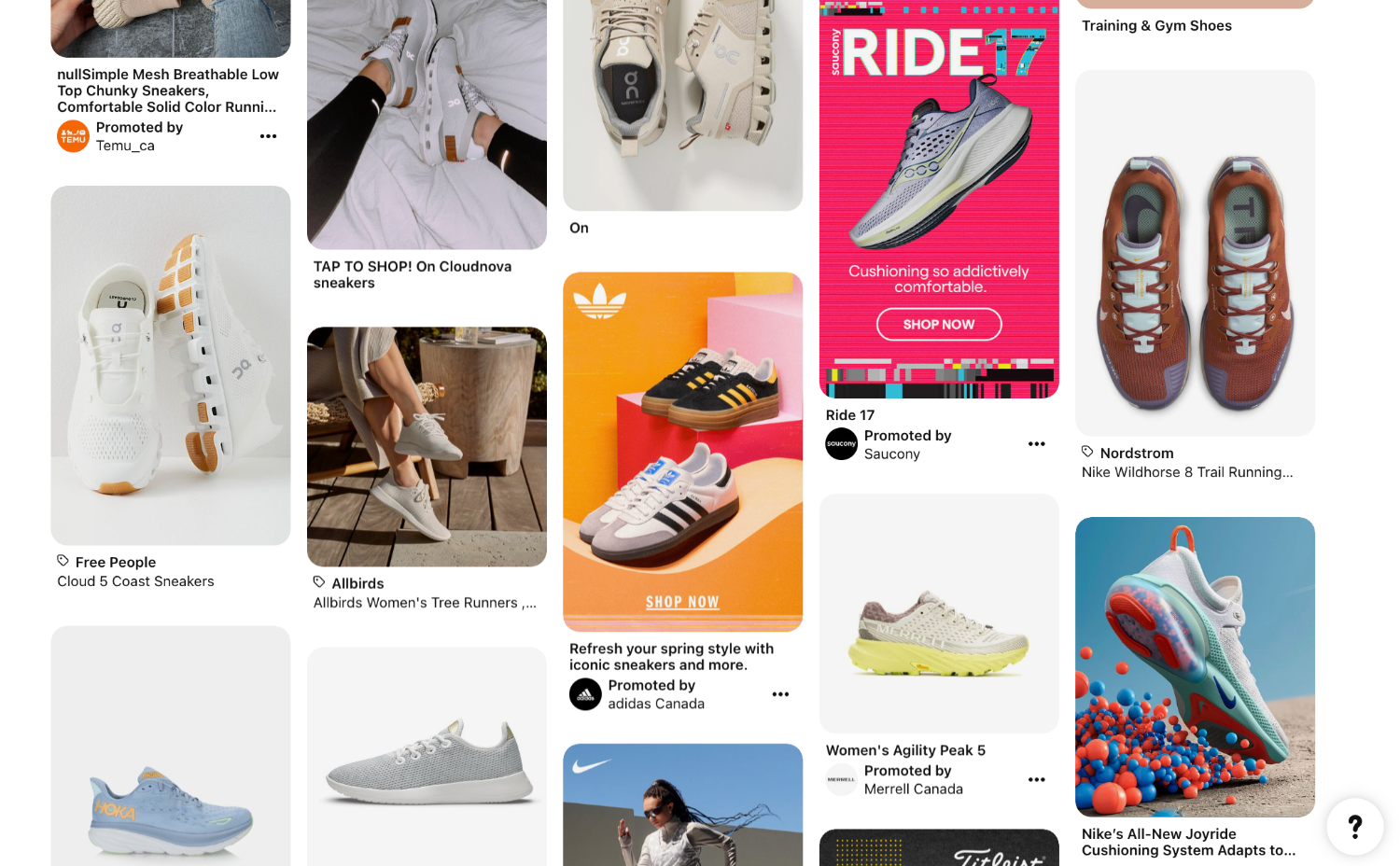 Pinterest search results for running shoes