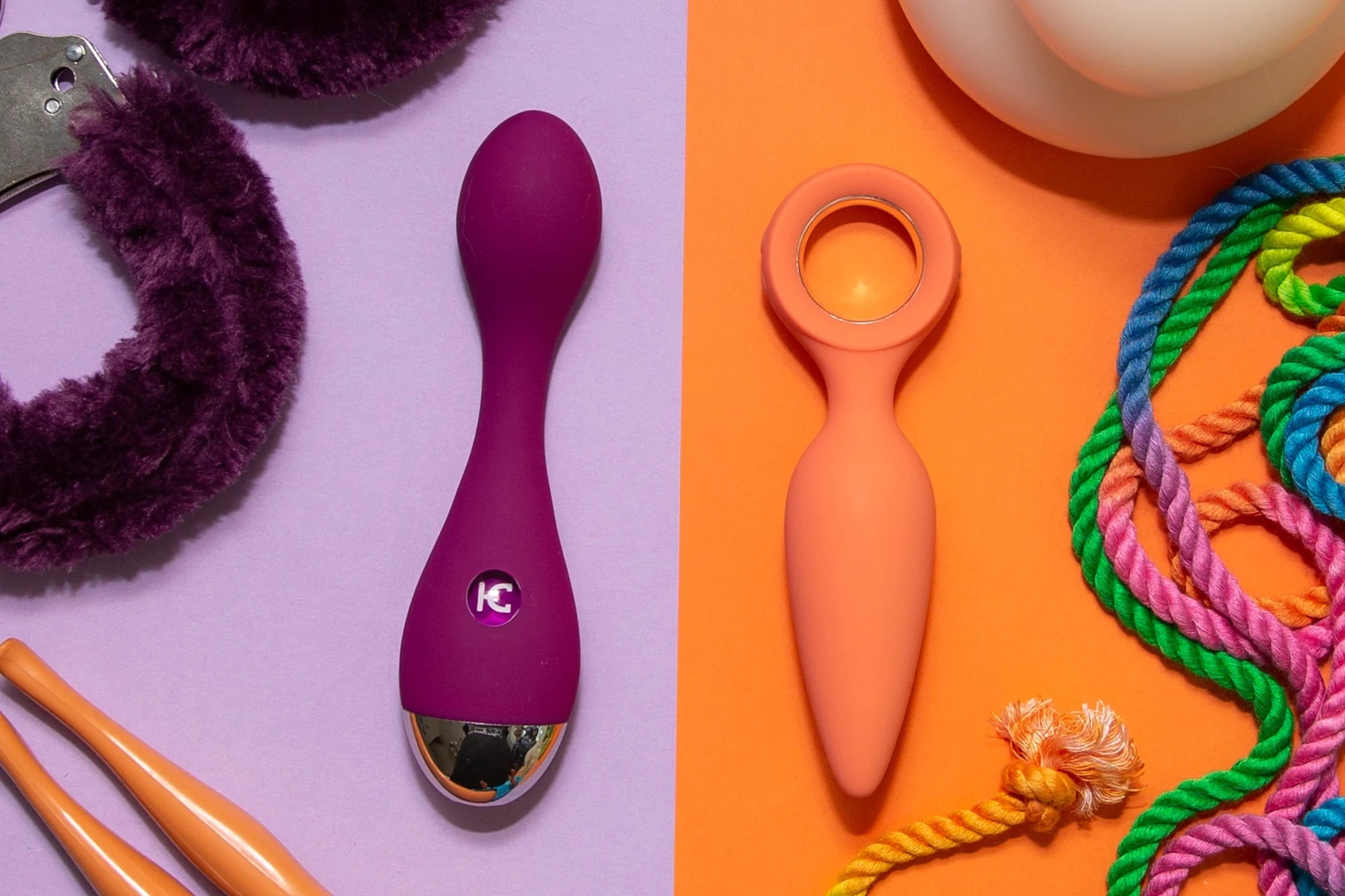 An array of sex toys in a flatlay