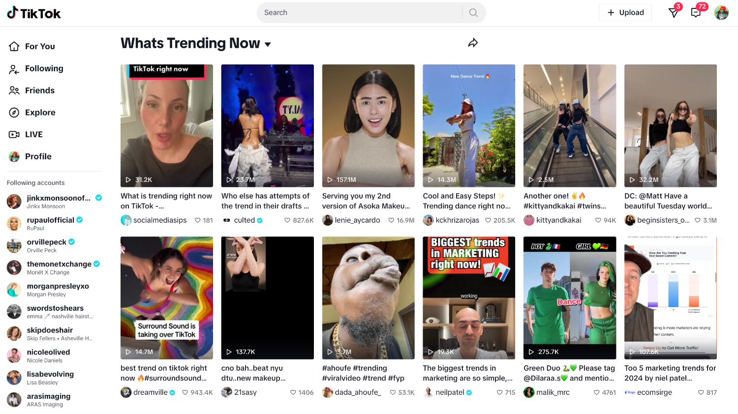 TikTok's discover page