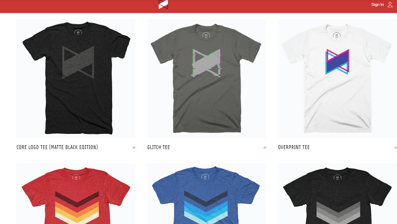 A screenshot showing Marque's merch on his online store.