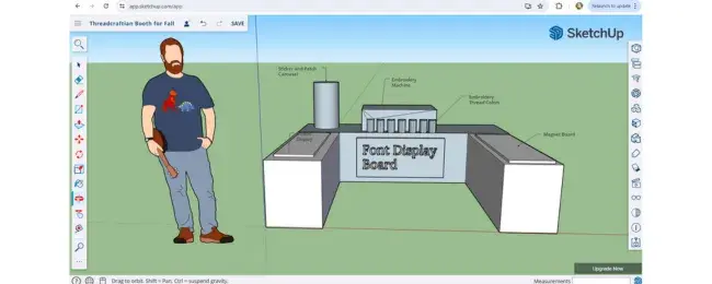 The booth mockup I made with design software SketchUp 