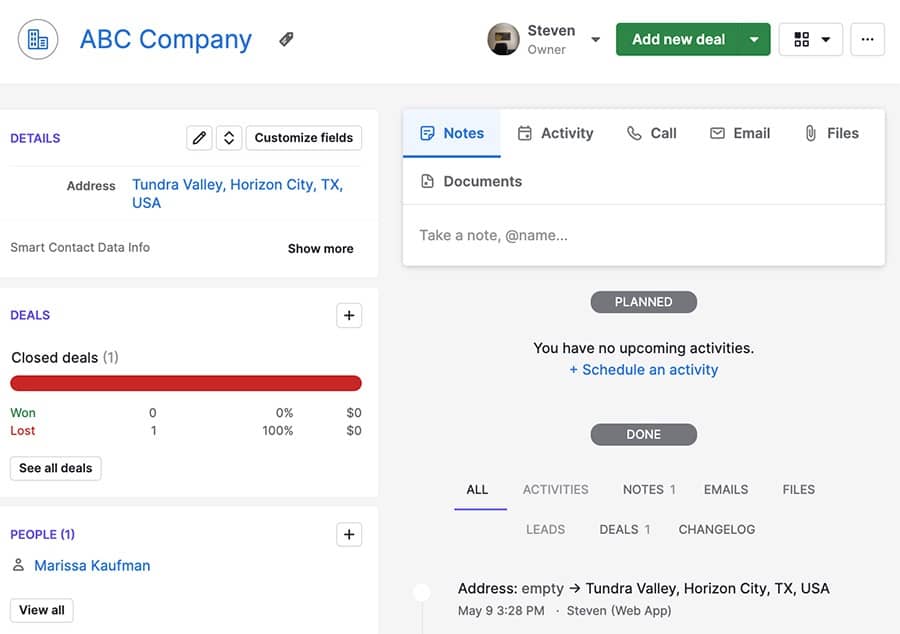 Coach CRM: keep track of your communication history with each customer in Pipedrive CRM