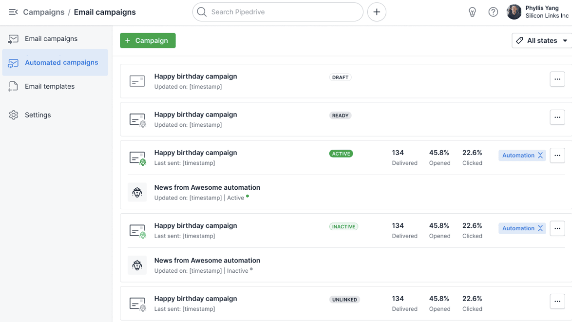 Mortgage CRM with targeted campaigns using Pipedrive’s email marketing software