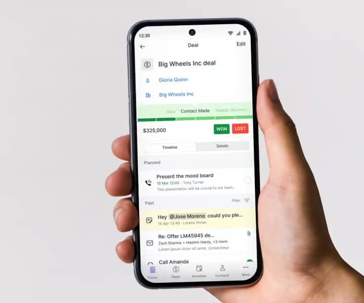 Coach CRM: Pipedrive’s mobile CRM, available for Android and iOS