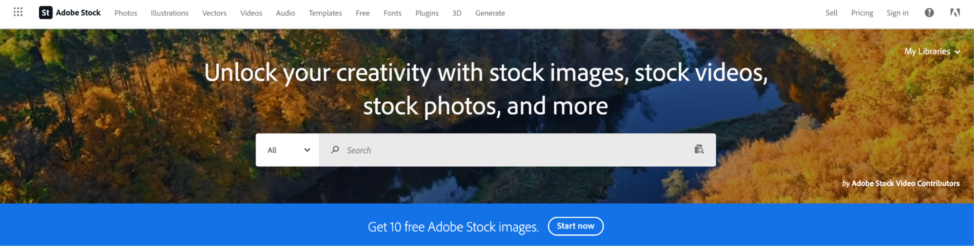 Image of Adobe Stock homepage promises to unlock creativity